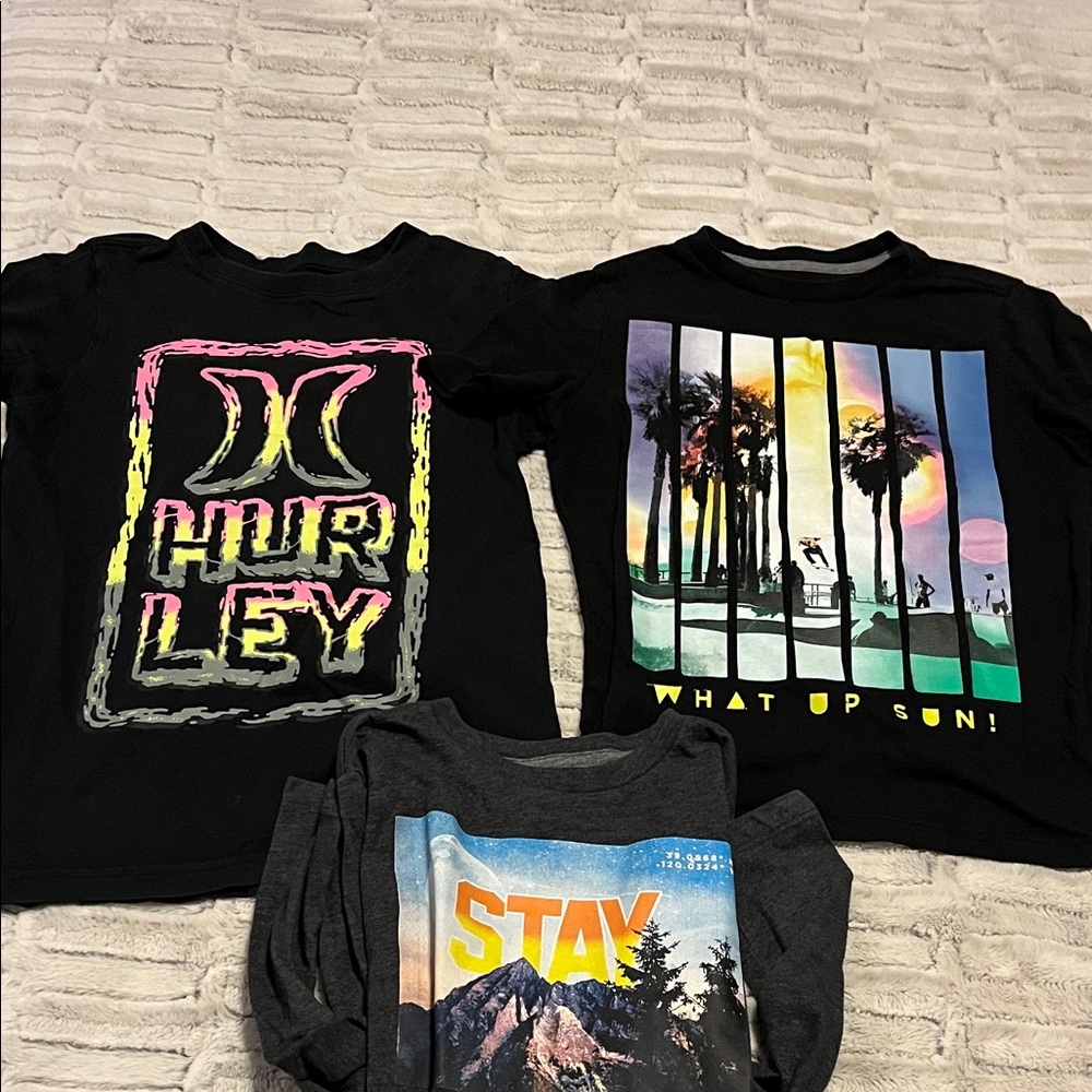 Hurley Kids Black T-Shirt with Neon Graphic